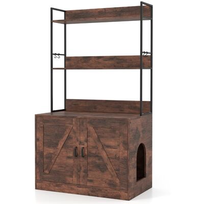 CostwayEnclos pour Bac à Litière pour Chat Armoire Dissimulée avec Étagères à 3 Niveaux 4 Crochets Armoire à 2 Portes Entrée Latérale Marron - Publicité CostwayEnclos pour Bac à Litière pour Chat Armoire Dissimulée avec Étagères à 3 Niveaux 4 Crochets Armoire à 2 Portes Entrée Latérale Marron - Publicité