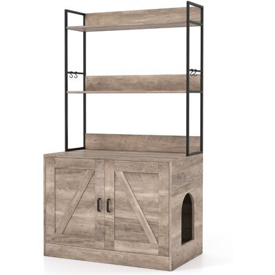 CostwayEnclos pour Bac à Litière pour Chat Armoire Dissimulée avec Étagères à 3 Niveaux 4 Crochets Armoire à 2 Portes Entrée Latérale Gris - Publicité CostwayEnclos pour Bac à Litière pour Chat Armoire Dissimulée avec Étagères à 3 Niveaux 4 Crochets Armoire à 2 Portes Entrée Latérale Gris - Publicité