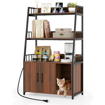 CostwayEnclos de Bac à Litière pour Chat avec Étagères de Rangement Grand Meuble de Toilettes Caché pour Chat avec Griffoir Noyer + Noir - Publicité CostwayEnclos de Bac à Litière pour Chat avec Étagères de Rangement Grand Meuble de Toilettes Caché pour Chat avec Griffoir Noyer + Noir - Publicité
