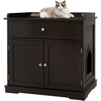 CostwayEnceinte de Bac à Litière pour Chat Meubles de Toilette Cachés pour Chat avec Tiroir et 2 Portes Table d'Appoint pour Chat Café - Publicité CostwayEnceinte de Bac à Litière pour Chat Meubles de Toilette Cachés pour Chat avec Tiroir et 2 Portes Table d'Appoint pour Chat Café - Publicité
