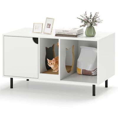 CostwayMeuble pour Bac à Litière pour Chat 100cm Griffoir Amovible Pieds en Métal Meuble d'Appoint pour Chat d'Intérieur à 2 Compartiments Charge Supportée 120 kg Blanc - Publicité CostwayMeuble pour Bac à Litière pour Chat 100cm Griffoir Amovible Pieds en Métal Meuble d'Appoint pour Chat d'Intérieur à 2 Compartiments Charge Supportée 120 kg Blanc - Publicité