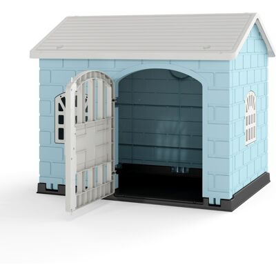 CostwayNiche pour Chien en Plastique Abri Intérieur et Extérieur avec Porte Verrouillable 3 Fenêtres Toit Incliné Cage Étanche Bleu - Publicité CostwayNiche pour Chien en Plastique Abri Intérieur et Extérieur avec Porte Verrouillable 3 Fenêtres Toit Incliné Cage Étanche Bleu - Publicité