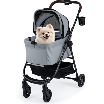CostwayPoussette pour Animaux 3-en-1 Poussette pour Chien Pliable à une Main avec Siège Auto Amovible Auvent en Maille Réglable Gris - Publicité CostwayPoussette pour Animaux 3-en-1 Poussette pour Chien Pliable à une Main avec Siège Auto Amovible Auvent en Maille Réglable Gris - Publicité