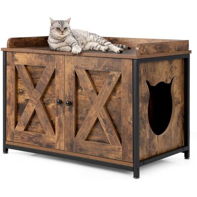 CostwayMaison de Toilette pour Chat avec Double Porte Meuble à Litière en Bois Entrée Latérale 80 x 50 x 58 cm Marron - Publicité CostwayMaison de Toilette pour Chat avec Double Porte Meuble à Litière en Bois Entrée Latérale 80 x 50 x 58 cm Marron - Publicité