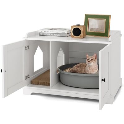 CostwayMaison de Toilette pour Chat avec 2 Portes Meuble Bac à Litière avec Griffoir pour Chat et Entrée Latérale 75x51x53 CM - Publicité CostwayMaison de Toilette pour Chat avec 2 Portes Meuble Bac à Litière avec Griffoir pour Chat et Entrée Latérale 75x51x53 CM - Publicité