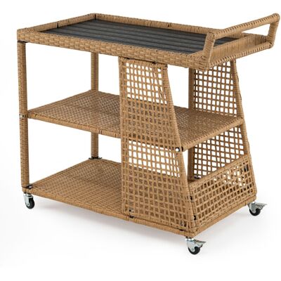 CostwayChariot de Bar Extérieur en Rotin PE 3 Niveaux avec Plateau Large 4 Roulettes Pratiques Poignée Ergonomique 98 x 54 x 92 cm Naturel - Publicité CostwayChariot de Bar Extérieur en Rotin PE 3 Niveaux avec Plateau Large 4 Roulettes Pratiques Poignée Ergonomique 98 x 54 x 92 cm Naturel - Publicité