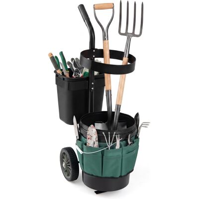 CostwayChariot de Jardin à Roulettes Chariot d Outils Mobile avec Seau 20L Bac 5L Sac en Tissu Oxford&Panier Rond Organiseur de Transport Vert - Publicité CostwayChariot de Jardin à Roulettes Chariot d Outils Mobile avec Seau 20L Bac 5L Sac en Tissu Oxford&Panier Rond Organiseur de Transport Vert - Publicité