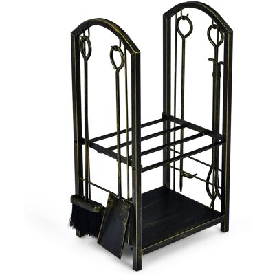 CostwayPorte-bûches avec Accessoires de Cheminée 4 Pcs Support à Bois avec Tisonnier Pince Brosse et Pelle Étagère à Bois Serviteur Bronze - Publicité CostwayPorte-bûches avec Accessoires de Cheminée 4 Pcs Support à Bois avec Tisonnier Pince Brosse et Pelle Étagère à Bois Serviteur Bronze - Publicité