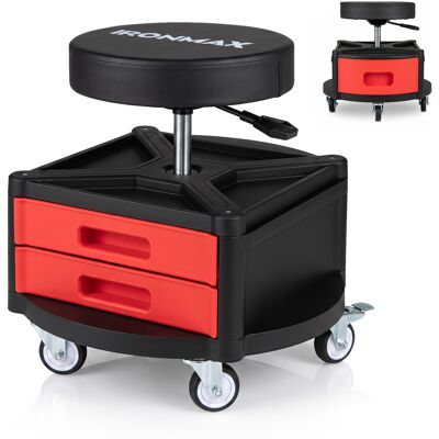 CostwayTabouret d'Atelier Mobile Capacité de Charge 150KG Tabouret de Mécanicien sur Roulettes avec Plateaux à Outils Hauteur Réglable Tiroir Rouge - Publicité CostwayTabouret d'Atelier Mobile Capacité de Charge 150KG Tabouret de Mécanicien sur Roulettes avec Plateaux à Outils Hauteur Réglable Tiroir Rouge - Publicité