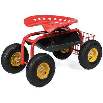 CostwaySiège de Jardin Roulant avec Hauteur Réglable Chariot Jardinage avec Siège Pivotant à 360° Plateau Coussin Charge 150KG Rouge - Publicité CostwaySiège de Jardin Roulant avec Hauteur Réglable Chariot Jardinage avec Siège Pivotant à 360° Plateau Coussin Charge 150KG Rouge - Publicité