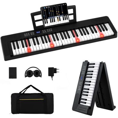 CostwayPiano Enfants Pliable à 61 Touches Clavier Électronique Pleine Taille avec Fonction Midi & Split Casque & Pédale de Sustain Piano Noir - Publicité CostwayPiano Enfants Pliable à 61 Touches Clavier Électronique Pleine Taille avec Fonction Midi & Split Casque & Pédale de Sustain Piano Noir - Publicité