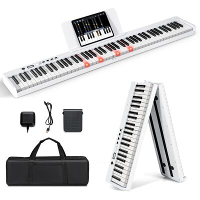 CostwayClavier de Piano Numérique Pliable avec 88 Touches Lourdes LED Pleine Grandeur Fonction 2 Clavier MP3/USB/MIDI Blanc - Publicité CostwayClavier de Piano Numérique Pliable avec 88 Touches Lourdes LED Pleine Grandeur Fonction 2 Clavier MP3/USB/MIDI Blanc - Publicité