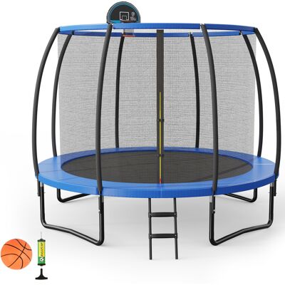 CostwayTrampoline D'extérieur 3,65 M Avec Panier De Basket Coussin De Sécurité Et Échelle À 2 Marches Pompe De Basket Ball Et Ballon Inclus - Publicité CostwayTrampoline D'extérieur 3,65 M Avec Panier De Basket Coussin De Sécurité Et Échelle À 2 Marches Pompe De Basket Ball Et Ballon Inclus - Publicité