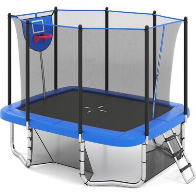 CostwayTrampoline Rectangulaire d'Extérieur 317x255cm avec Panier de Basketball But de Football Échelle Antidérapante Filet de Sécurité Bleu - Publicité CostwayTrampoline Rectangulaire d'Extérieur 317x255cm avec Panier de Basketball But de Football Échelle Antidérapante Filet de Sécurité Bleu - Publicité