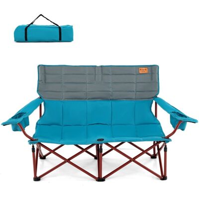 CostwayChaise de Camping Surdimensionnée 2 Places avec Accoudoirs Réglables et Porte-Gobelets avec Sac de Transport Capacité 272 kg Bleu - Publicité CostwayChaise de Camping Surdimensionnée 2 Places avec Accoudoirs Réglables et Porte-Gobelets avec Sac de Transport Capacité 272 kg Bleu - Publicité