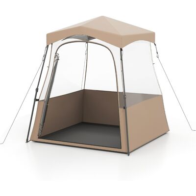 CostwayTente de Sport Pop-up Abri de Sport en Extérieur pour Toutes Saisons avec Sac de Transport Tissu PVC Transparent 180x180x193 cm Marron - Publicité CostwayTente de Sport Pop-up Abri de Sport en Extérieur pour Toutes Saisons avec Sac de Transport Tissu PVC Transparent 180x180x193 cm Marron - Publicité