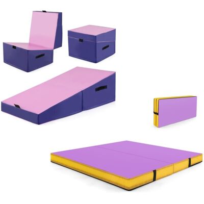 Costway122 x 122 x 10cm Tapis d'Exercice Pliable Épais Pliable Violet + Tapis de Gymnastique Incliné 120 x 60 x 35 cm Rose - Publicité Costway122 x 122 x 10cm Tapis d'Exercice Pliable Épais Pliable Violet + Tapis de Gymnastique Incliné 120 x 60 x 35 cm Rose - Publicité