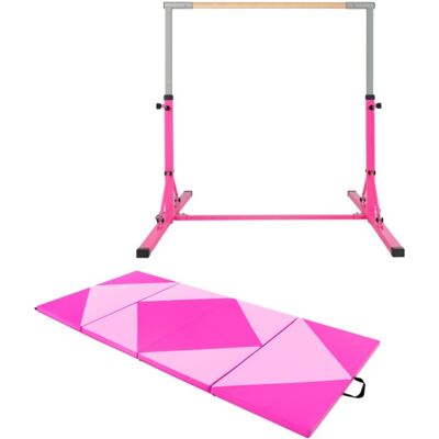 CostwayBarre de Gymnastique Pliable pour Enfants avec 13 Hauteurs Réglables Charge 100kg Rose+Tapis de Gymnastique Pliable de 240cm en Cuir Pu Rose - Publicité CostwayBarre de Gymnastique Pliable pour Enfants avec 13 Hauteurs Réglables Charge 100kg Rose+Tapis de Gymnastique Pliable de 240cm en Cuir Pu Rose - Publicité