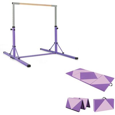 CostwayBarre de Gymnastique Pliable pour Enfants avec 13 Hauteurs Réglables Charge 100kg + Tapis de Gymnastique Pliable de 240CM en Cuir Pu Violet - Publicité CostwayBarre de Gymnastique Pliable pour Enfants avec 13 Hauteurs Réglables Charge 100kg + Tapis de Gymnastique Pliable de 240CM en Cuir Pu Violet - Publicité