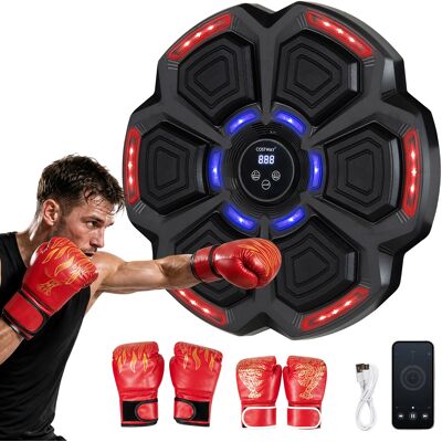 CostwayMachine de Boxe Musicale Murale 41 x 41 x 5,5 cm Machine de Frappe avec 9 Modes d'Éclairage 10 Vitesses Réglables Gants de Boxe - Publicité CostwayMachine de Boxe Musicale Murale 41 x 41 x 5,5 cm Machine de Frappe avec 9 Modes d'Éclairage 10 Vitesses Réglables Gants de Boxe - Publicité