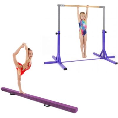 CostwayPoutre de Gymnastique Pliable de 210 cm Violet + Barre de Gymnastique avec 12 Hauteurs Réglables (85-145cm) Charge 65kg Violet - Publicité CostwayPoutre de Gymnastique Pliable de 210 cm Violet + Barre de Gymnastique avec 12 Hauteurs Réglables (85-145cm) Charge 65kg Violet - Publicité