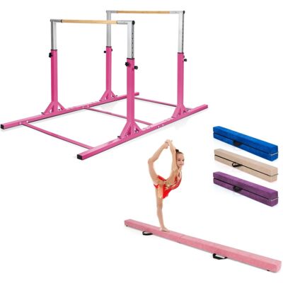 CostwayPoutre de Gymnastique Pliable de 210 cm avec Poignées de Transport Rose + Barres Parallèles Hauteur Réglable Charge 100KG pour 6-12 Ans Rose - Publicité CostwayPoutre de Gymnastique Pliable de 210 cm avec Poignées de Transport Rose + Barres Parallèles Hauteur Réglable Charge 100KG pour 6-12 Ans Rose - Publicité