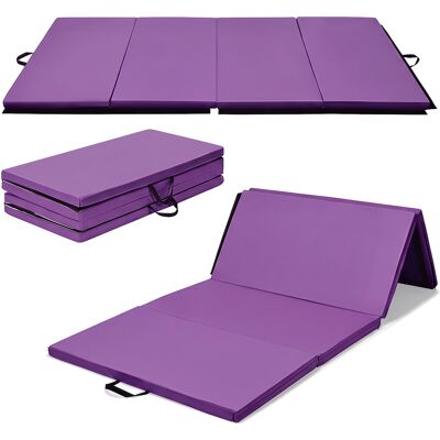 CostwayTapis de Gymnastique Pliable Tapis de Yoga Portable avec 2 Poignées de Transport et Velcro 240x120x5CM Violet - Publicité CostwayTapis de Gymnastique Pliable Tapis de Yoga Portable avec 2 Poignées de Transport et Velcro 240x120x5CM Violet - Publicité