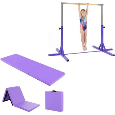 CostwayTapis d'Exercice Pliable en 3 Parties Tapis Violet + Barre de Gymnastique avec 12 Hauteurs Réglables (85-145cm) Charge 65kg Violet - Publicité CostwayTapis d'Exercice Pliable en 3 Parties Tapis Violet + Barre de Gymnastique avec 12 Hauteurs Réglables (85-145cm) Charge 65kg Violet - Publicité