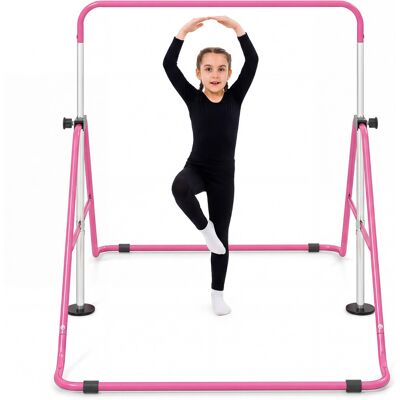 CostwayBarre de Gymnastique Extensible Horizontale pour Enfants Pliable avec Base Réglable 90-130 cm pour 3-14 Ans Charge 100 kg Rose - Publicité CostwayBarre de Gymnastique Extensible Horizontale pour Enfants Pliable avec Base Réglable 90-130 cm pour 3-14 Ans Charge 100 kg Rose - Publicité