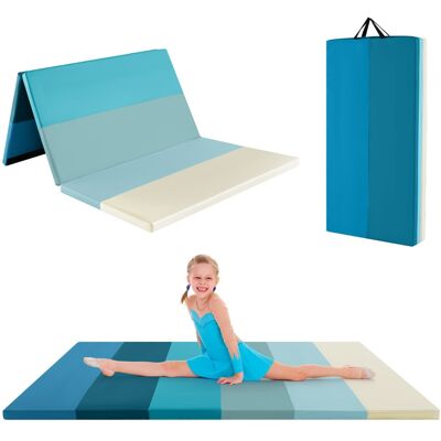 CostwayTapis de Gymnastique Pliable Epais à 3 Panneaux Matelas d'Entrainement Léger en Mousse et PU avec Poignées de Transport Bleu - Publicité CostwayTapis de Gymnastique Pliable Epais à 3 Panneaux Matelas d'Entrainement Léger en Mousse et PU avec Poignées de Transport Bleu - Publicité