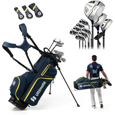 CostwaySet Complet de 15 Clubs de Golf avec Sac de Golf et Housse de Pluie Jaune - Publicité CostwaySet Complet de 15 Clubs de Golf avec Sac de Golf et Housse de Pluie Jaune - Publicité