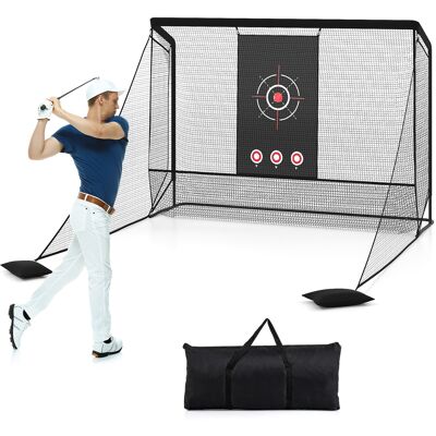 CostwayFilet d'Entraînement de Golf avec Cible Barrières Latérales Amovibles Sacs de Sable Sac de Transport 214 x 300 x 225 cm Noir - Publicité CostwayFilet d'Entraînement de Golf avec Cible Barrières Latérales Amovibles Sacs de Sable Sac de Transport 214 x 300 x 225 cm Noir - Publicité