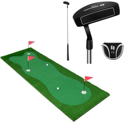 CostwayGreen de Putting de Golf Tapis d'Entraînement 300 x 100 CM + Club de Golf Putter de 89 Cm Droitier Putter avec Lignes D'alignement Noir - Publicité CostwayGreen de Putting de Golf Tapis d'Entraînement 300 x 100 CM + Club de Golf Putter de 89 Cm Droitier Putter avec Lignes D'alignement Noir - Publicité