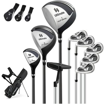 CostwayEnsemble Complet de Clubs de Golf Gauchers à Trépied Driver #1 460CC Bois #3 Hybride #4 avec Housses de Protection Fers #6 #7 #8 #9 Noir - Publicité CostwayEnsemble Complet de Clubs de Golf Gauchers à Trépied Driver #1 460CC Bois #3 Hybride #4 avec Housses de Protection Fers #6 #7 #8 #9 Noir - Publicité