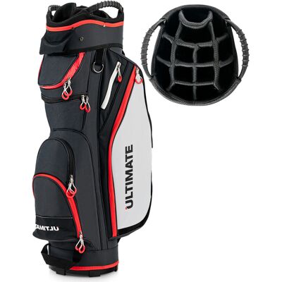 CostwaySac de Club de Golf avec 14 Compartiments Séparés 8 Poches Capuche Anti-Pluie Bandoulière Sac Isotherme Léger en Nylon Noir - Publicité CostwaySac de Club de Golf avec 14 Compartiments Séparés 8 Poches Capuche Anti-Pluie Bandoulière Sac Isotherme Léger en Nylon Noir - Publicité