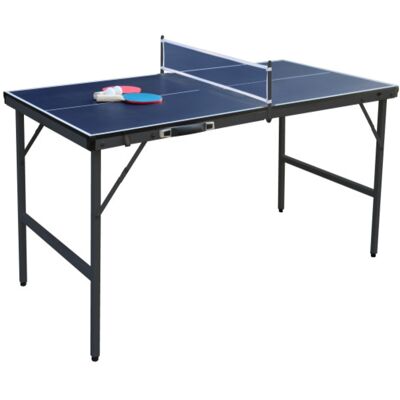 CostwayTable de Ping-Pong Pliable 152,5 x 76 cm Table de Tennis Portable avec Filet 2 Raquettes & Balles Pré-Assemblée Jeu Familial Bleu - Publicité CostwayTable de Ping-Pong Pliable 152,5 x 76 cm Table de Tennis Portable avec Filet 2 Raquettes & Balles Pré-Assemblée Jeu Familial Bleu - Publicité