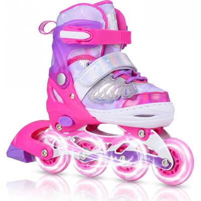CostwayPatins à Roulettes en Ligne avec 4 Tailles Réglables Roues Lumineuses Plusieurs Options de Taille Rollers en Ligne pour 5-7 Ans Rose - Publicité CostwayPatins à Roulettes en Ligne avec 4 Tailles Réglables Roues Lumineuses Plusieurs Options de Taille Rollers en Ligne pour 5-7 Ans Rose - Publicité