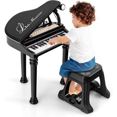 CostwayClavier 31 Touches Jouet Piano pour Enfants avec Tabouret Instrument de Musique Mini Piano à Queue avec Microphone Noir - Publicité CostwayClavier 31 Touches Jouet Piano pour Enfants avec Tabouret Instrument de Musique Mini Piano à Queue avec Microphone Noir - Publicité
