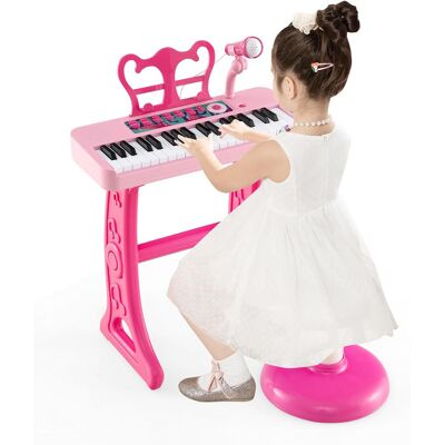 CostwayClavier de 37 Touches pour Enfants 3+ Ans Piano Jouet Musical Électronique avec Microphone Tabouret Pupitre de Musique Amovible Rose - Publicité CostwayClavier de 37 Touches pour Enfants 3+ Ans Piano Jouet Musical Électronique avec Microphone Tabouret Pupitre de Musique Amovible Rose - Publicité