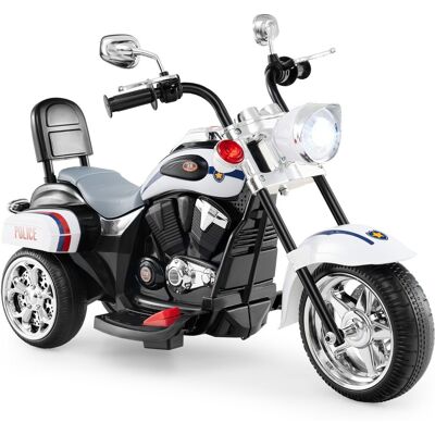 CostwayMoto Électrique Scooter 3 Roues pour Enfants 6V 3 Km/h Effet Sonore et Lumineux 3 Ans + Style de Chopper Noir+Blanc - Publicité CostwayMoto Électrique Scooter 3 Roues pour Enfants 6V 3 Km/h Effet Sonore et Lumineux 3 Ans + Style de Chopper Noir+Blanc - Publicité
