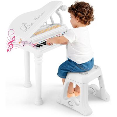CostwayClavier 31 Touches Jouet Piano pour Enfants avec Tabouret Instrument de Musique Mini Piano à Queue avec Microphone Blanc - Publicité CostwayClavier 31 Touches Jouet Piano pour Enfants avec Tabouret Instrument de Musique Mini Piano à Queue avec Microphone Blanc - Publicité