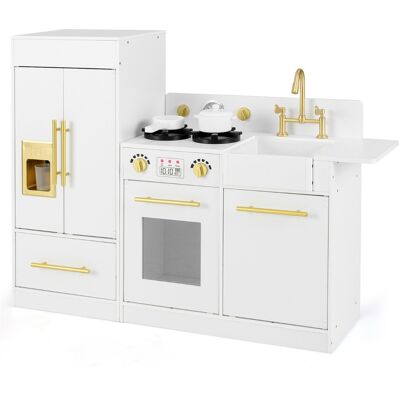 CostwayEnsemble Jeu de Cuisine Enfant avec Réfrigérateur Cuisinière Évier Machine à Glaçons Horloge Lave-Vaisselle pour 3 Ans + Blanc - Publicité CostwayEnsemble Jeu de Cuisine Enfant avec Réfrigérateur Cuisinière Évier Machine à Glaçons Horloge Lave-Vaisselle pour 3 Ans + Blanc - Publicité