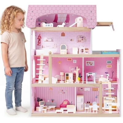 CostwayMaison de Poupée en Bois Maison de Jeux pour Enfants avec 33 Accessoires de Meubles Jeu de Maison Familiale Moderne pour 3 + Ans Rose - Publicité CostwayMaison de Poupée en Bois Maison de Jeux pour Enfants avec 33 Accessoires de Meubles Jeu de Maison Familiale Moderne pour 3 + Ans Rose - Publicité