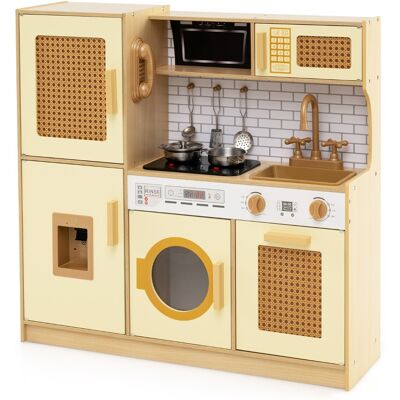 CostwayCuisine pour Enfants en Bois avec Lumières et Sons Réalistes Réfrigérateur Distributeur D'eau Machine à Laver pour 3+ Ans Jaune - Publicité CostwayCuisine pour Enfants en Bois avec Lumières et Sons Réalistes Réfrigérateur Distributeur D'eau Machine à Laver pour 3+ Ans Jaune - Publicité