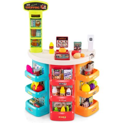 CostwayEnsemble de Jeux Supermarché pour Enfants 29 Pièces de Jeu de Rôle avec Chariot de Course Balance Scanner avec Lumière pour 3+ Ans Bleu - Publicité CostwayEnsemble de Jeux Supermarché pour Enfants 29 Pièces de Jeu de Rôle avec Chariot de Course Balance Scanner avec Lumière pour 3+ Ans Bleu - Publicité