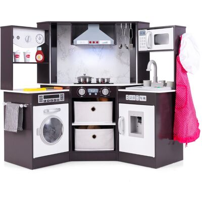 CostwayCuisine de Jeu en Bois pour Enfants Cuisine d'Angle avec Lumières et Sons Réalistes Hotte Éclairée Distributeur d'Eau Machine à Laver Café - Publicité CostwayCuisine de Jeu en Bois pour Enfants Cuisine d'Angle avec Lumières et Sons Réalistes Hotte Éclairée Distributeur d'Eau Machine à Laver Café - Publicité