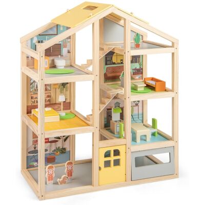 CostwayMaison de Poupées pour Enfants 4 Couches Maison de Jeu avec Chambres Meubles & Figurines avec 24 Accessoires pour Fille de 3 Ans+ Naturel - Publicité CostwayMaison de Poupées pour Enfants 4 Couches Maison de Jeu avec Chambres Meubles & Figurines avec 24 Accessoires pour Fille de 3 Ans+ Naturel - Publicité
