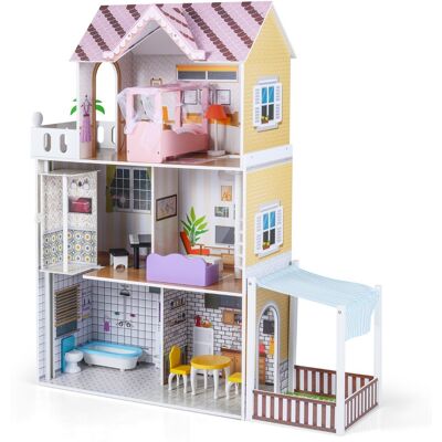 CostwayMaison de Poupée en Bois de 3 Étages avec 16 Accessoires de mobilier Maison de Jeu à Concept Ouvert avec Balcon et Jardin pour 3+ Ans Rose - Publicité CostwayMaison de Poupée en Bois de 3 Étages avec 16 Accessoires de mobilier Maison de Jeu à Concept Ouvert avec Balcon et Jardin pour 3+ Ans Rose - Publicité