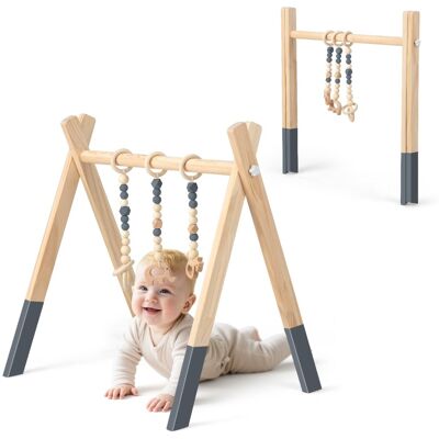 CostwayPortique D eveil pour Bébé de +3 Mois avec Jouets Centre D'activité Pliable Forme Triangulaire en Bois 60x44x60cm Gris - Publicité CostwayPortique D eveil pour Bébé de +3 Mois avec Jouets Centre D'activité Pliable Forme Triangulaire en Bois 60x44x60cm Gris - Publicité