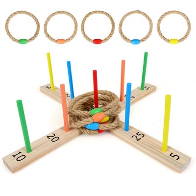 CostwayJeu de Lancer d'Anneaux en Bois Jeu d'Adresse avec 5 Anneaux et 9 Baguettes pour Adultes et Enfants 3+ Ans Activité d Adresse Naturel - Publicité CostwayJeu de Lancer d'Anneaux en Bois Jeu d'Adresse avec 5 Anneaux et 9 Baguettes pour Adultes et Enfants 3+ Ans Activité d Adresse Naturel - Publicité